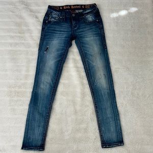 Size 25 - Rock Revival Moon Skinny Jeans - Dark Wash